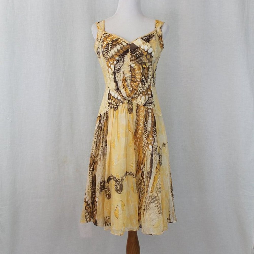 Escada LAUREL Whimsical Pleated Yellow Cotton Voile Sundress 38 M